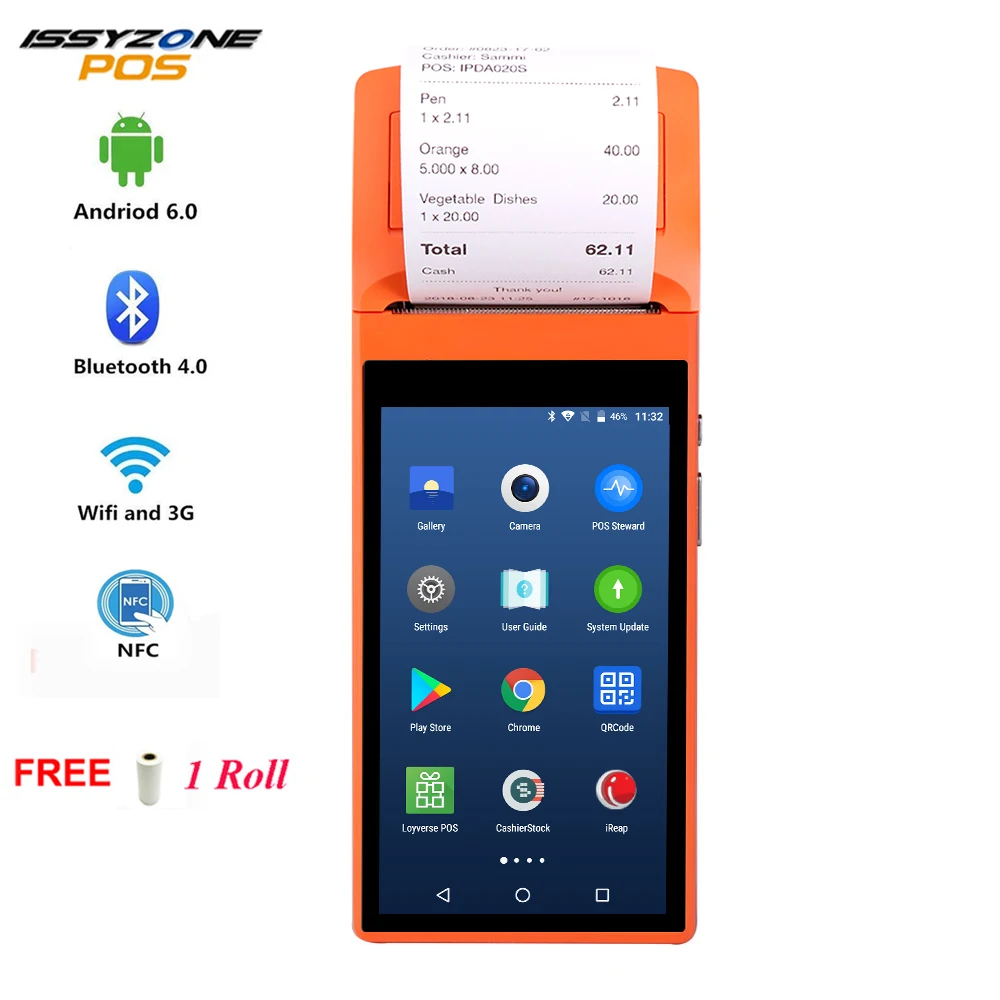 Sunmi V1 ماسحة طابعة الروبوت NFC محطة pos المحمولة طابعة حرارية واي فاي بلوتوث 3G PDA الطباعة لتجارة التجزئة الغذاء متجر