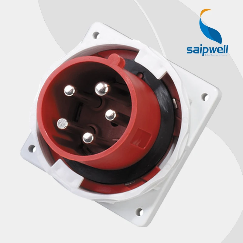 

63A 400V 5P (3P+N+E) industrial socket connector outlets male type wall mounted Splash Proof IP67 EN / IEC 60309-2 type SP3658