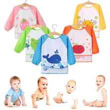 Pudcoco НОВЫЕ ПОСТУПЛЕНИЯ Милые Детские комплекты одежды для малышей, водонепроницаемый, с длинными рукавами, Комбинезоны на лямках для кормления Рабочий Фартук с младенцев Слюнявчики