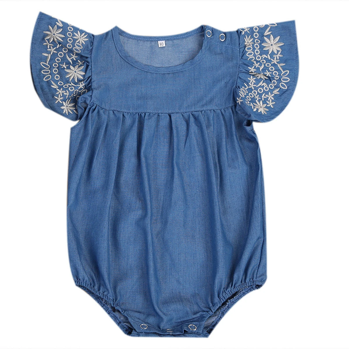 denim baby girl romper