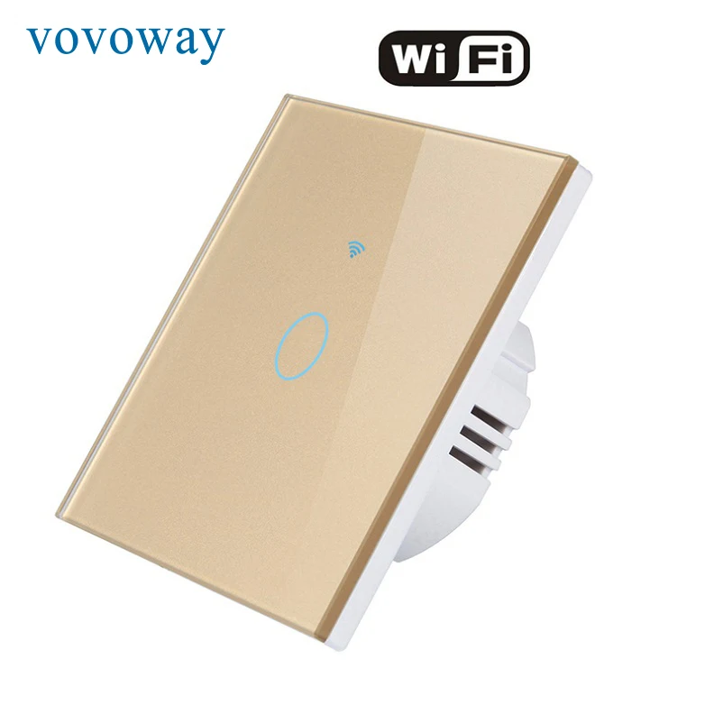 Vovoway EU сенсорный выключатель, светильник из закаленного стекла, переключатель Wi-Fi, приложение для телефона, приложение для управления умным домом, 1ганг2ганг3ганг, AC110V220V - Цвет: WIFI-RF  Gold