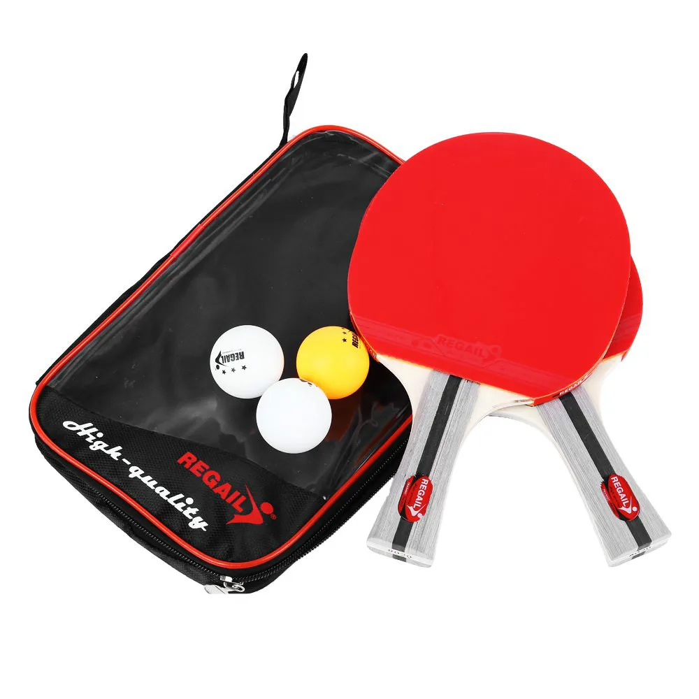 

8020 Table Tennis Ping Pong Racket Two Shake-hand Grip Bat Paddle Three Balls Light Tip Heavy Handle Friendship Rubber