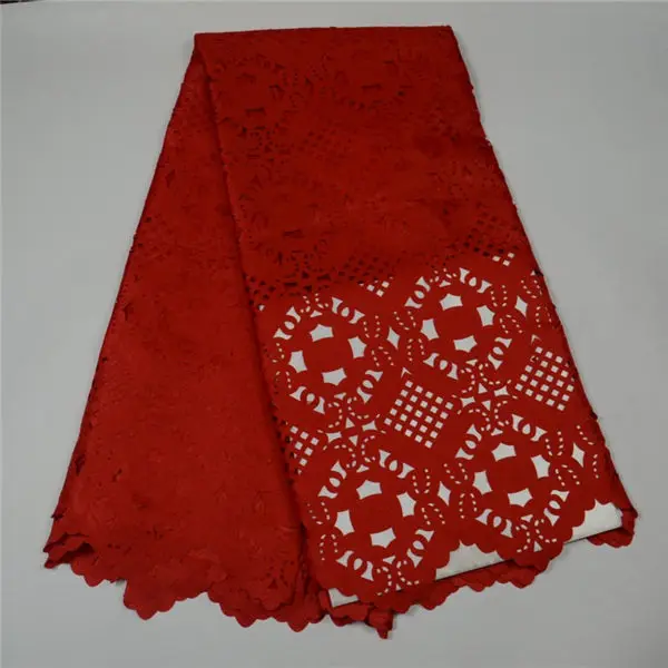 

2018 Latest Net Lace Fabric For Nigerian Wedding Sewing High Quality African French Lace Fabric Red Laser Cut Lace for women -30