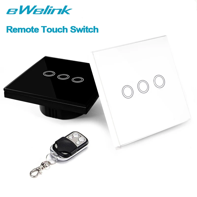 

eWelink EU/UK Wireless Remote Control Light Switches, RF433 Remote Control 3 Gang 1 Way Wall Switch, Touch Switch For Smart Home