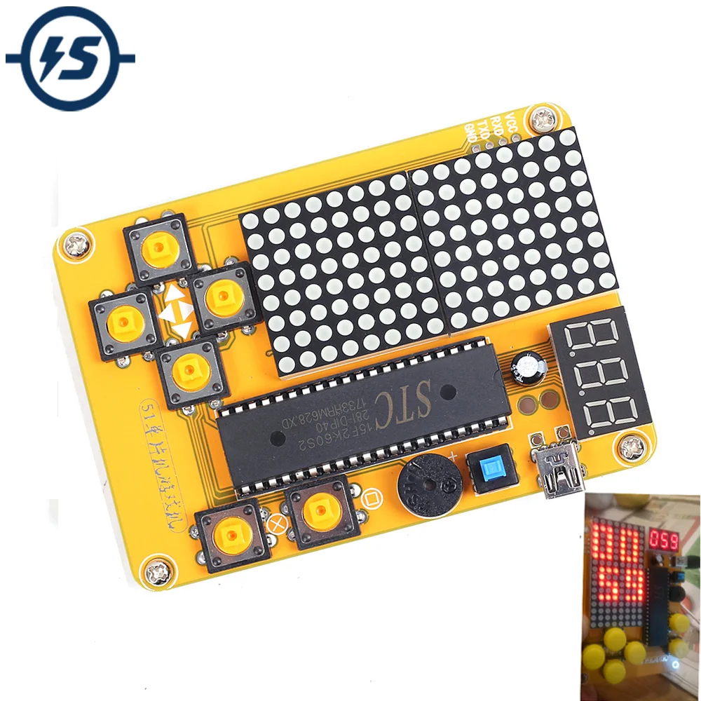 

Game Kit DIY Electronics Experiment Kit with Shell Button Control MCU Computer Game Machine DIY Kit Tetris/Snake/Plane/Racing