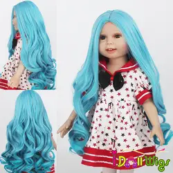 18 дюймов американская кукла парики Высокая температура волокно синие волосы для куклы с 11 окружность головы парик только
