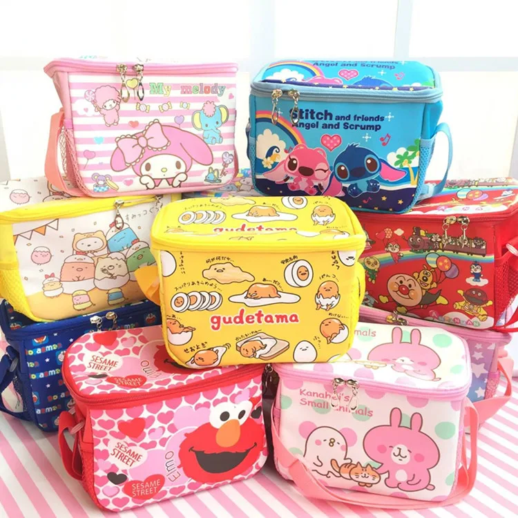 

Lilo&stitch gudetama Hello kitty waterproof insulation lunch bag students hand bag Cute cartoon children's lunch boxes bags