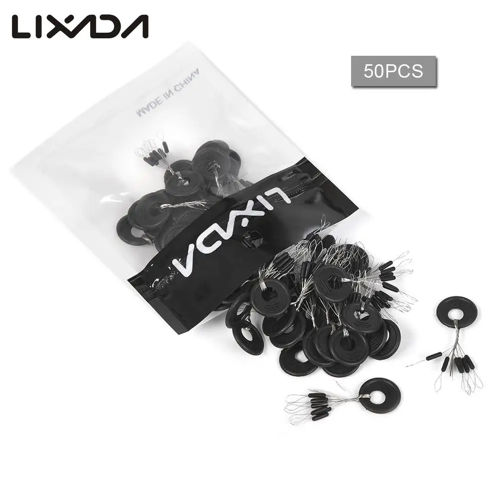 Lixada 50 шт. резиновый черный фиксатор рыболовный поплавок ограничитель для