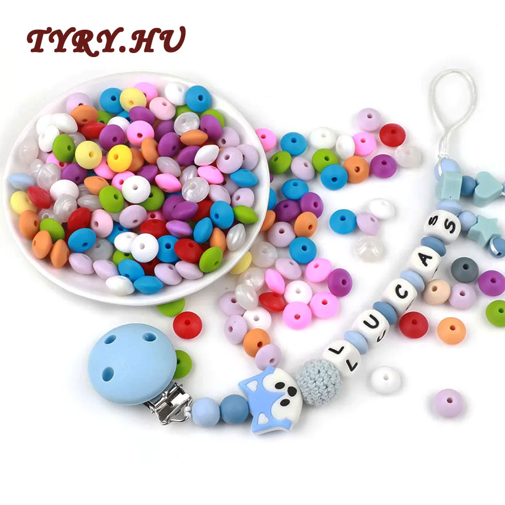 

TYRY.HU 30Pcs Food Grade Lentil Silicone Beads 12mm Baby Teething BPA Free Baby Toy Tooth DIY Teether Necklace Bead Jewelry