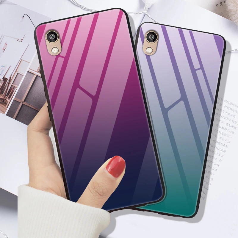 

For Honor 8S Glass Case Huawei Honor 8S Case Tempered Gradient Hard Cover Phone Case on For Huawei Honor 8S KSE-LX9 8 S Honor8S