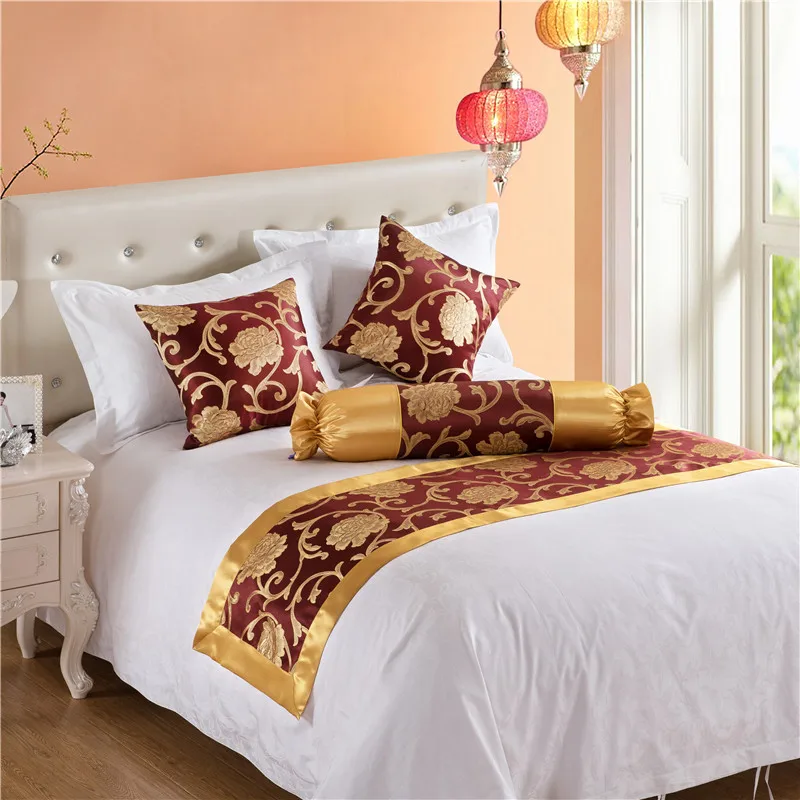 

European Style Luxury Modern Smooth Bed Runner Scarf Bedding Protection Decoration for Bedroom Hotel Protector No Fading Soft