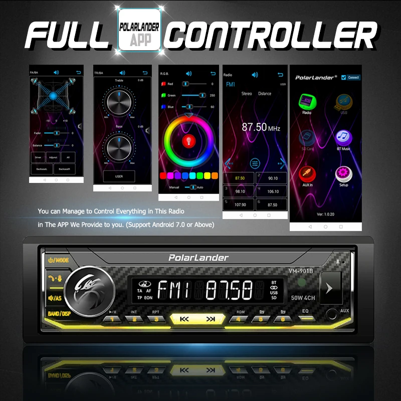 Автомагнитола 1 Din со съемным RDS стерео аудио Bluetooth Siri Assistant FM/AUX/USB/SD автомобильный