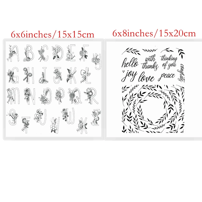 

Flower Alphabets Foliage Frame Pattern Transparent Clear Silicone Stamp/Seal for DIY scrapbooking/photo album Decor Stencil