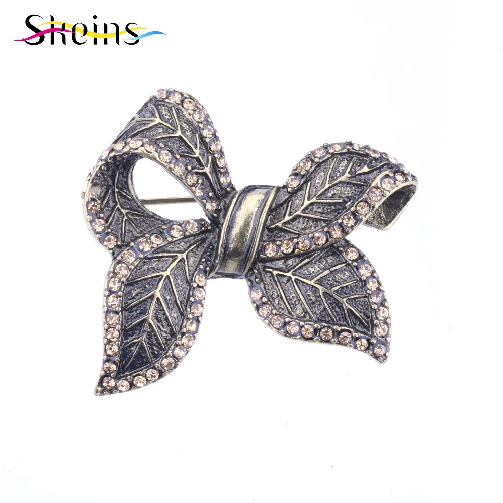 SKEINS Vintage Bow Brooches for Women Black Bowknot Brooch Pin Female