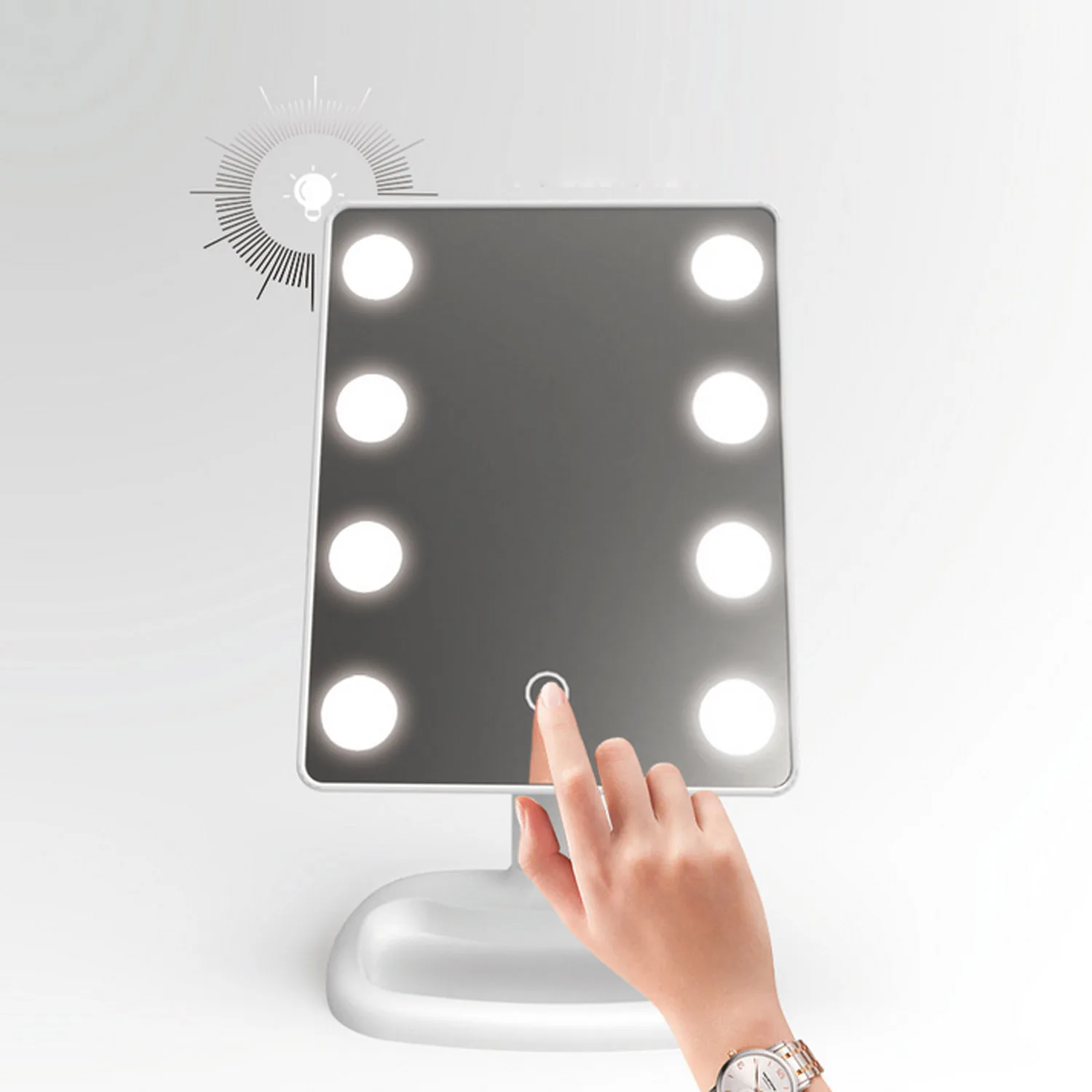 

Portable Vanity Mirror 8-LED Lights Adjustable Makeup Mirror for Makeup Table Dressing Room Bedroom Makeup Mirror With Lights