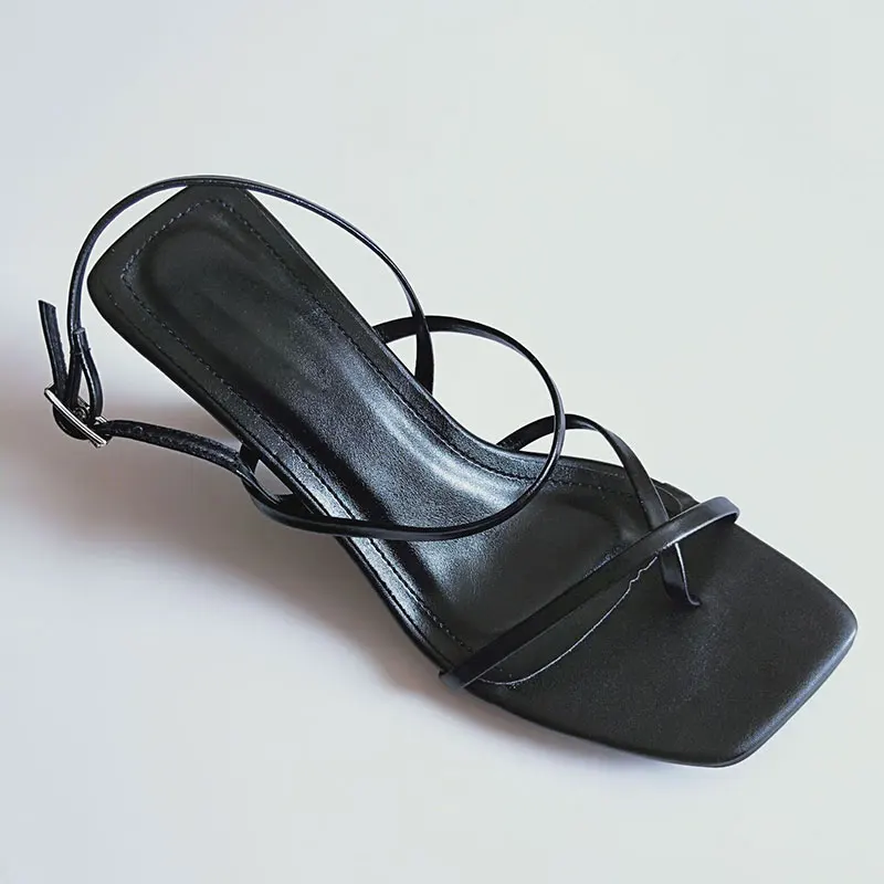SUOJIALUN/женские босоножки; Летняя женская обувь на высоком каблуке; Повседневные Вечерние Босоножки без застежки с открытым носком и тонким ремешком; модельные туфли-лодочки