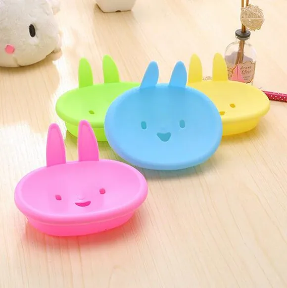 

1PC Plastic Holder Case Dish Container Chic Bathroom Cartoon New Random Color Rabbit Hot Pop Soap Box