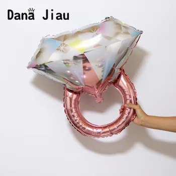 

Big Gold Diamond Ring Aluminum Foil Balloons Wedding Proposal Valentine's Day Gift LOVE YOU Red Heart Ball Party Decorations