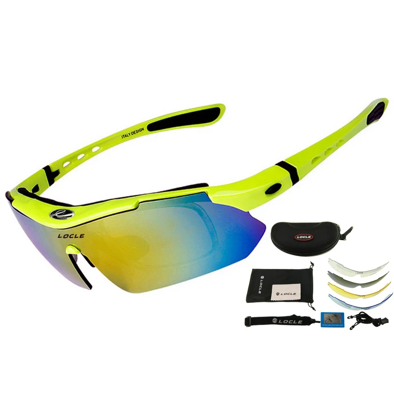 LOCLE 5 объектив походные очки тактические поляризационные мужские очки для стрельбы страйкбол очки близорукость для кемпинга пешего туризма велосипедные солнцезащитные очки - Цвет: Цвет: желтый