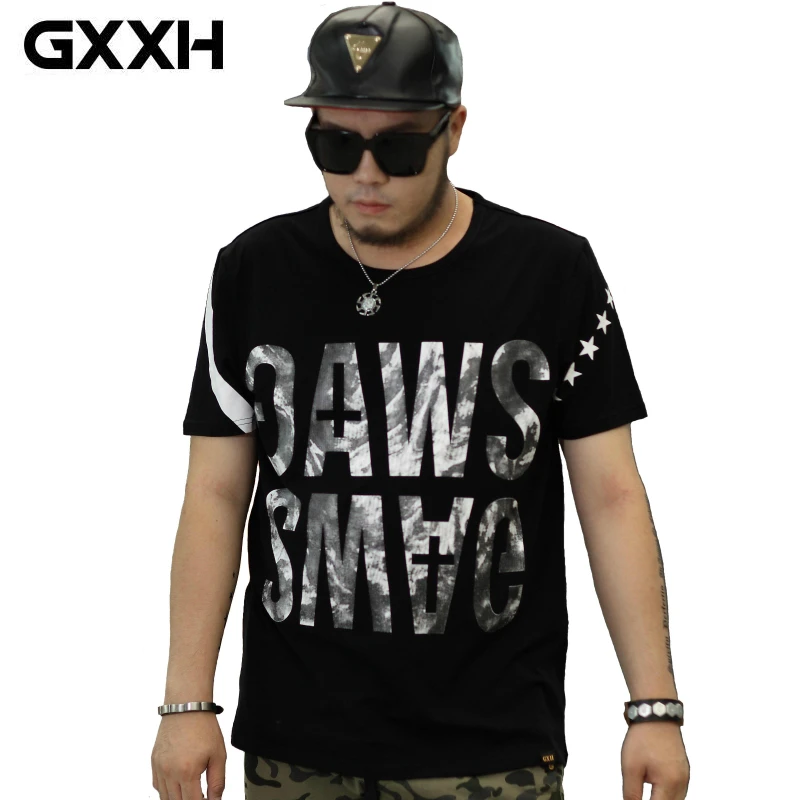 2XL-7XL, GXXH, больше размера d, мужская летняя дышащая Футболка с принтом Swag, для больших мужчин, Повседневная Свободная брендовая одежда, хип-хоп, футболки большого размера