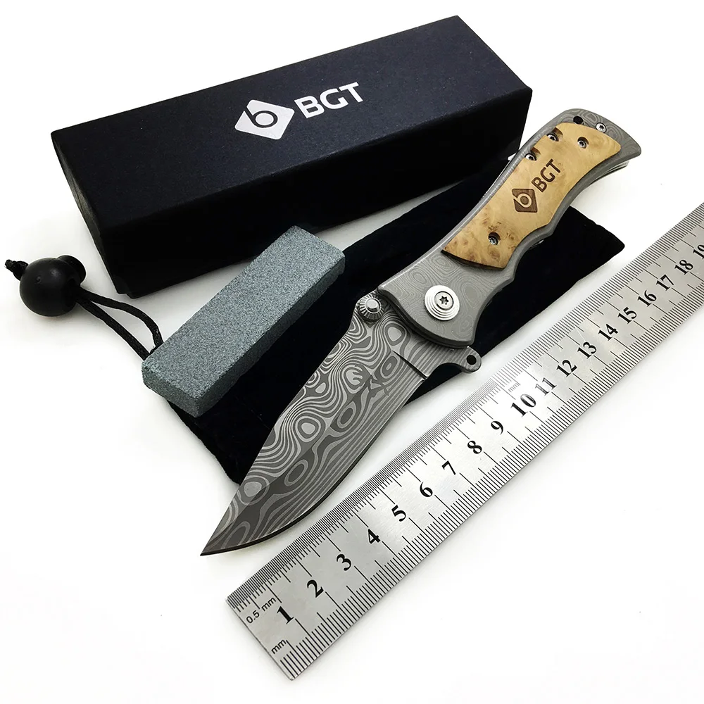Online BGT 339 cuchillo plegable de supervivencia táctico de combate cuchillos de bolsillo EDC caza al aire libre Multi herramientas 9Cr18MOV hoja mango de madera