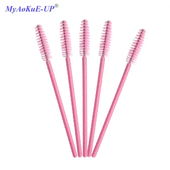 

200pcs/lot Full Pink Nylon Mascara Wands Applicators Disposable Brushes For Eyelash Extension Tools One-off Makeup Brushes