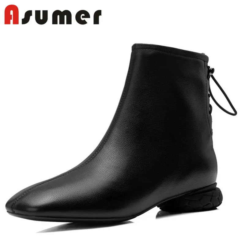 

ASUMER NEW 2020 fashion strange style ankle boots for women unique winter boots square toe comfortable genuine leather boots