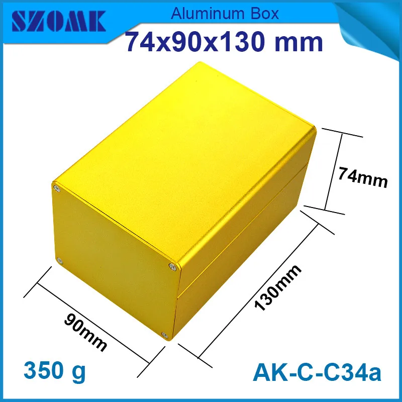 

1 piece free shipping high quality golden aluminum instrument enclosure extruded junction box 74*90*130mm