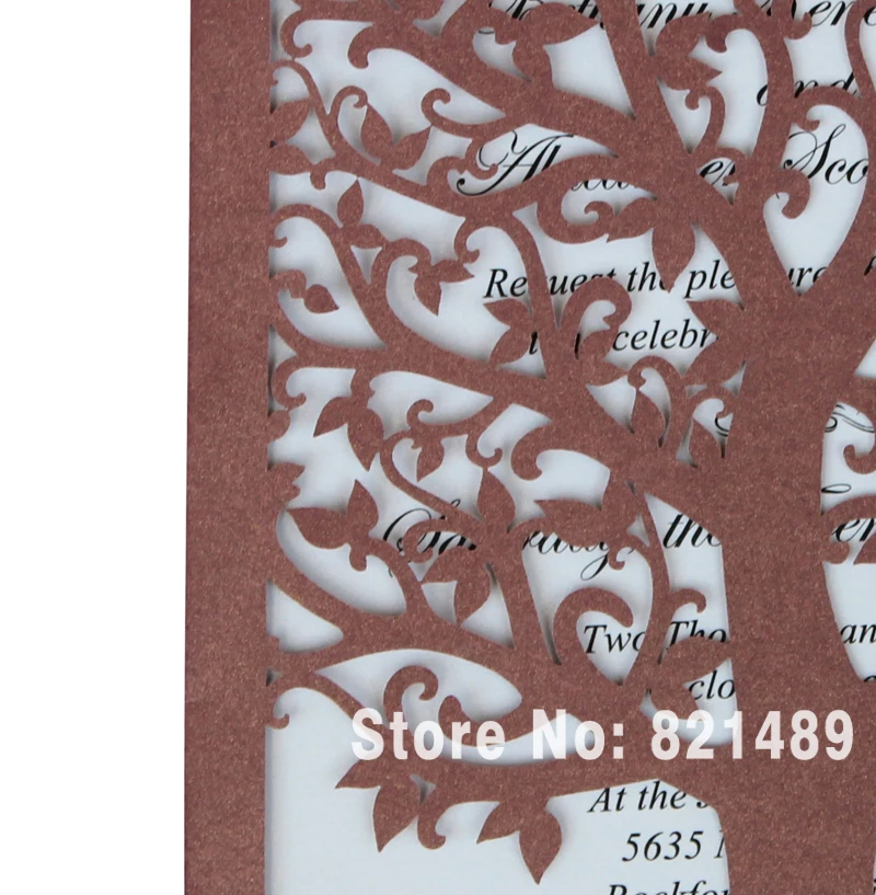  Elegant Love Tree Design Wedding Invitation Card; Formal Banquet Invitation Card - Set of 50 - 32435212414