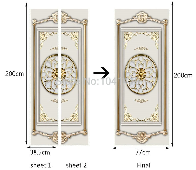 Фото обои 3D стерео Золотой гипсовый узор фрески гостиной спальни роскошные двери Стикеры ПВХ самоклеющиеся водонепроницаемый Декор