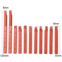 cnc קאטר 11Pcs 10x10 מ"מ, הטה טיפ קרביד Bit Set Brazed כלי הכרסום קאטר מחרטת מתכת CNC, ריתוך מחזיק כלי חריטה (2)