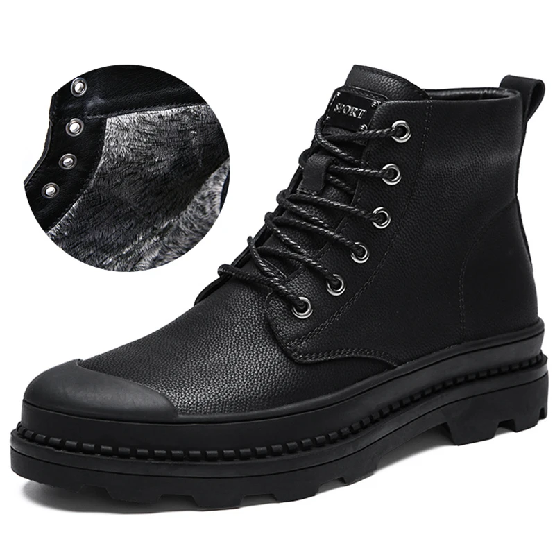 

2018 Luxury Men Military Boots Low Ankle with Fur Working Men Boots Brand Designer Marten Shoes Fashion Tactical Boots For Boy