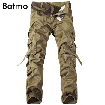 

Batmo 2018 new arrival autumn high quality cotton Military cargo pants men,men's Military trousers,plus-size 28-42 018