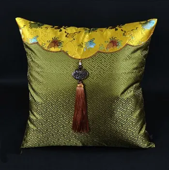 

Top grade cushion cover, pillowcase,bolster Chinese silk brocade fabric car,hotel customization gold crap with olive green