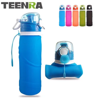 

TEENRA 750ML Collapsible Silicone Water Bottle Silicone Folding Kettle Outdoor Sport Water Bottle Camping Travel Running Bottle