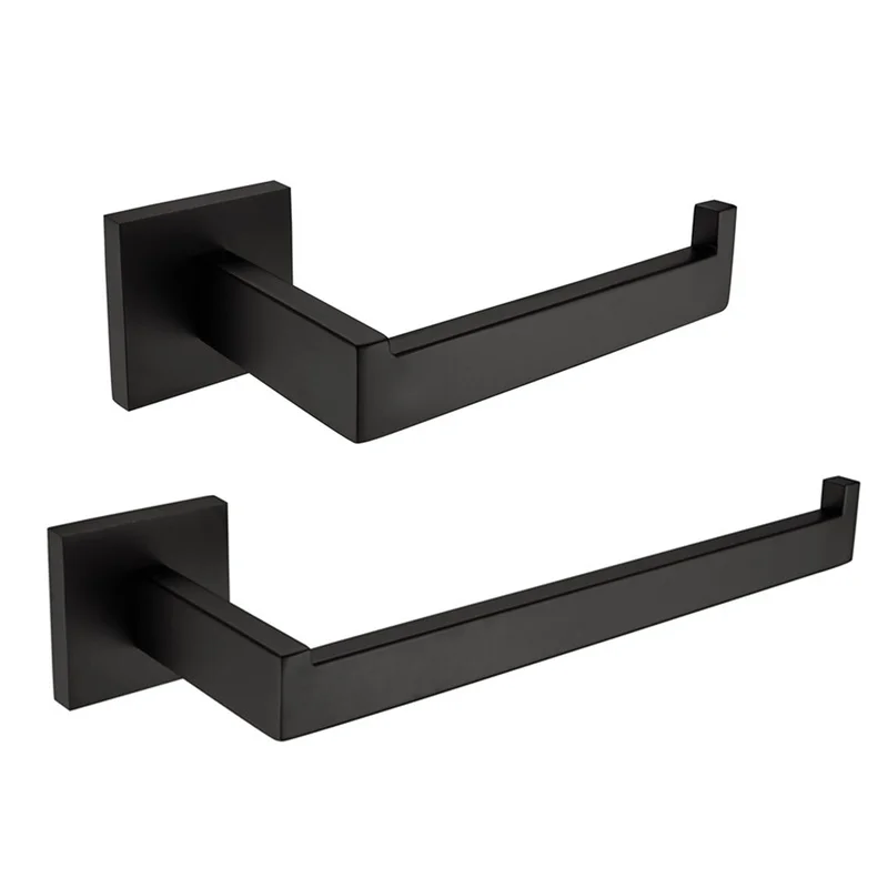 

Toilet Roll Paper Holder 304 Stainless Steel Bathroom Hardware Set Towel Ring Brushed Gold Towel Bar Bath Accessories Black Hook