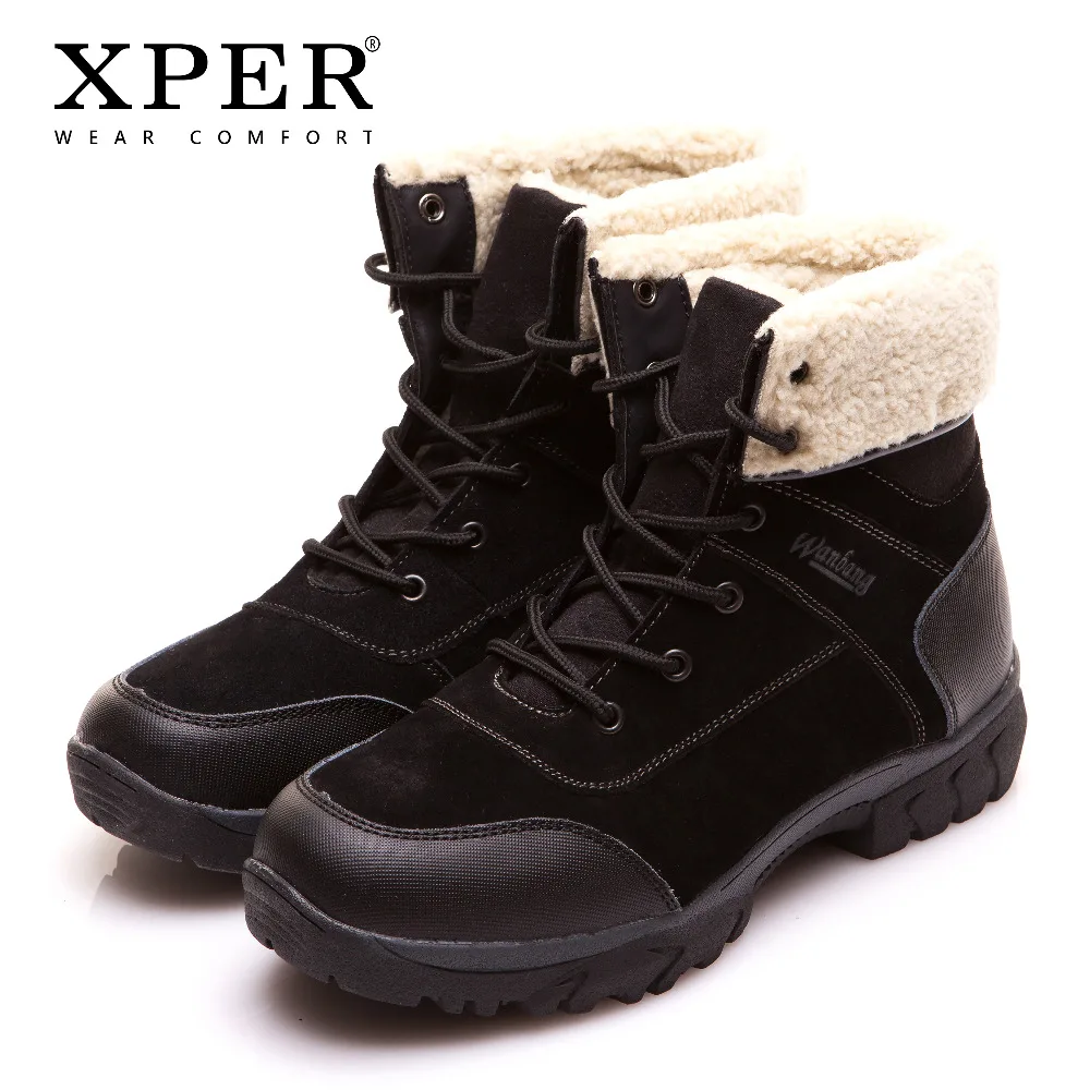 XPER Brand Men Shoes Martin Men Winter Boots Size 40~45 Warm Plus Size Lace-up Men Winter Shoes #BT003