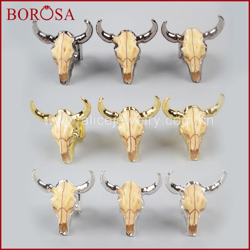 BOROSA дизайн Новинка 5 шт./лот золотой цвет посеребренный Longhorn Смола крупного