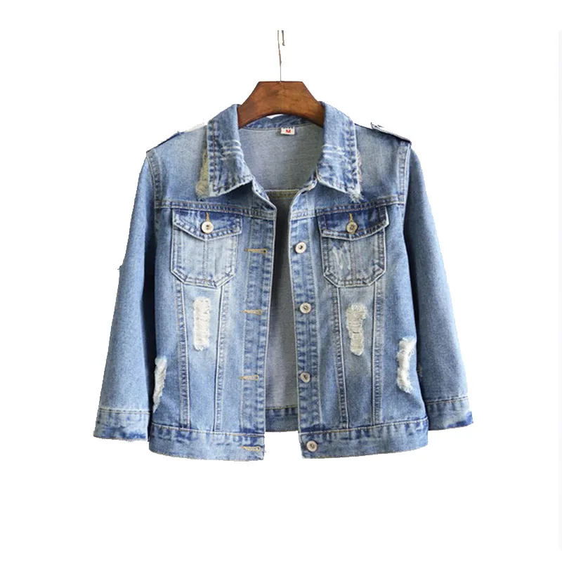 three quarter sleeve denim jacket
