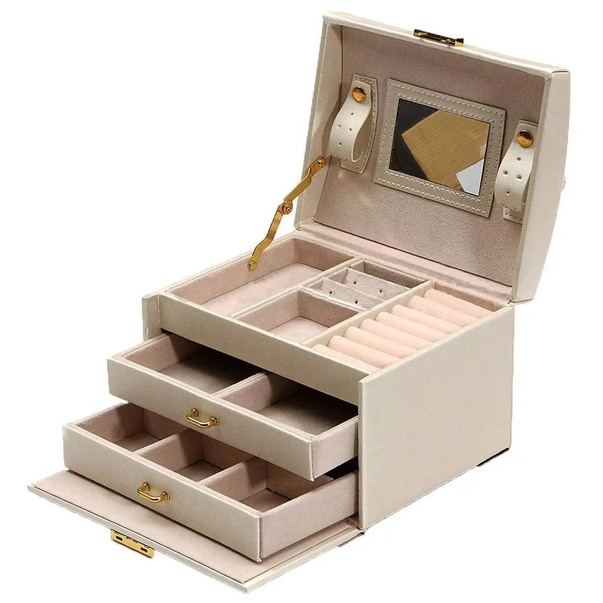 

Large Jewellery Box Armoire Dressing Chest with Clasps Bracelet Ring Organiser