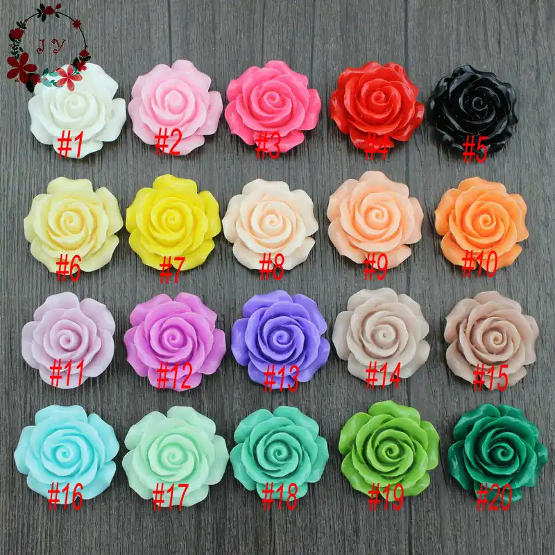 16pcs 28mm Mixed color resin flower