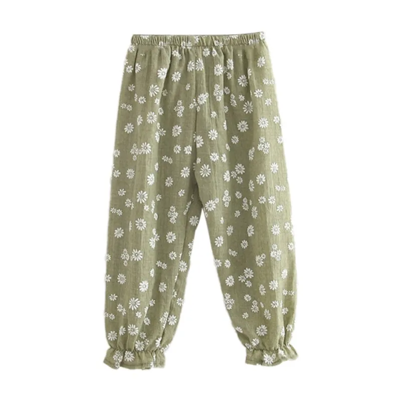 

Bobora Kids Clothes Girls Pants Newly Floral Loose Full Pant For Children Girls Elastic Trousers Newly