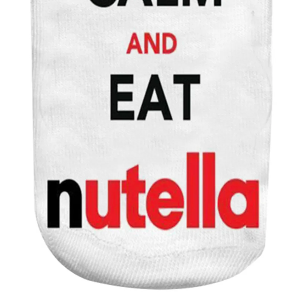 1 пара женские носки с принтом Keep Calm and Eat Nutella дизайнерские забавные 3D модные из