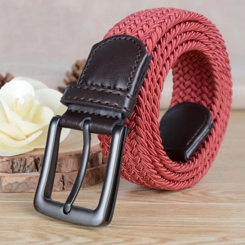 

Belt For Men Nonporous Pin Buckle Luxury Brand Designer Vintage Girdle High Quality Elastic Boho Belts Weaving Jeans Wide Strap