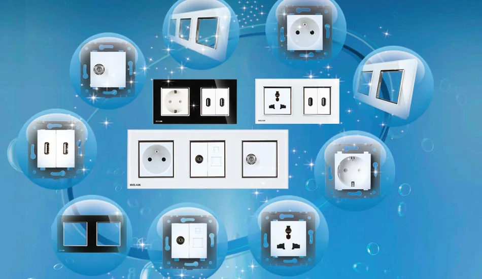 Painel de Vidro Tomada de carregamento USB fonte de alimentação A82USW