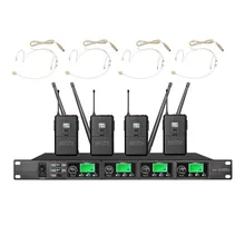 Bolymic 4 Канала Беспроводная гарнитура микрофон для головы конденсаторный микрофон сценическая Беспроводная система для школьной встречи