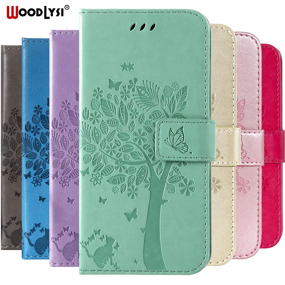 

Luxury PU Leather Phone Case For Xiaomi Redmi Note 7 3D Cat Tree Embossed Flip Cover For Xiaomi Redmi Note 7 Case Funda Capa