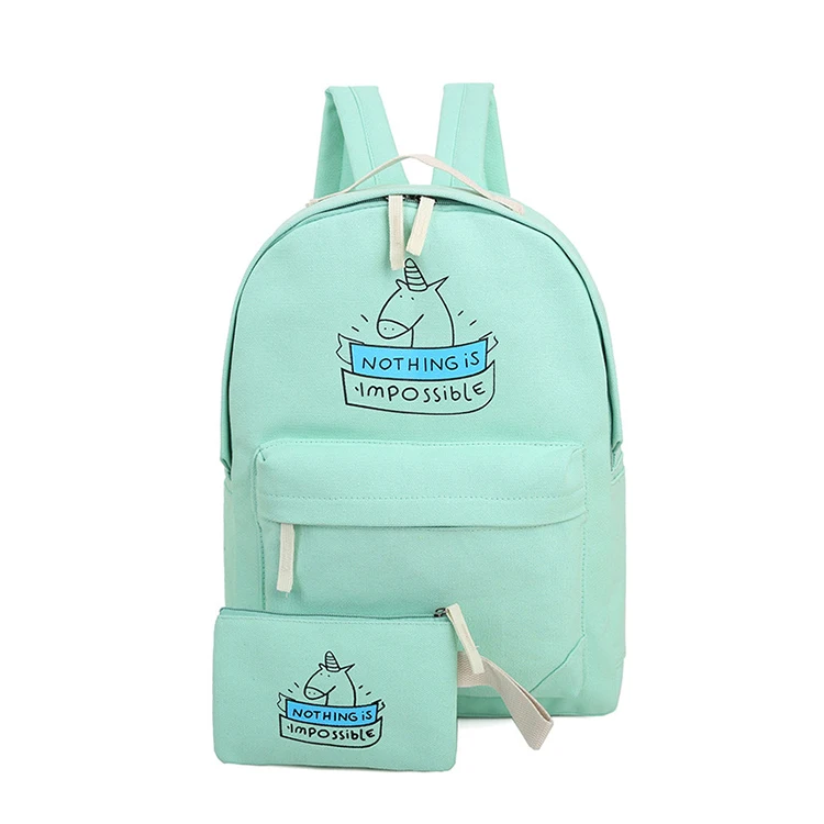 Adolescentes Portable Toile lot Femmes Sac Pcs Ordinateur Sacs De 2 Les Mignon Voyage Dos Mode 100 À Pour ensemble Pcs Impression wTSqB1R