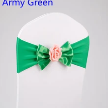 Армейский зеленый цвет Председатель sash с Баттерли галстук-бабочка роза мяч декор крышка стула спандекс группа лайкра створки вечерние свадебные украшения