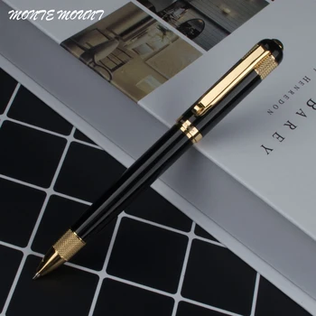 

MONTE MOUNT Luxury Black Gold Clip ballpoint Pen high quality stationery school office supplies writing for gift